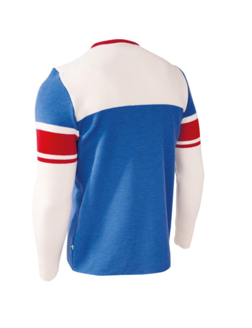 Pull en laine Ivanhoe Retro-POW blue col rond-bleu