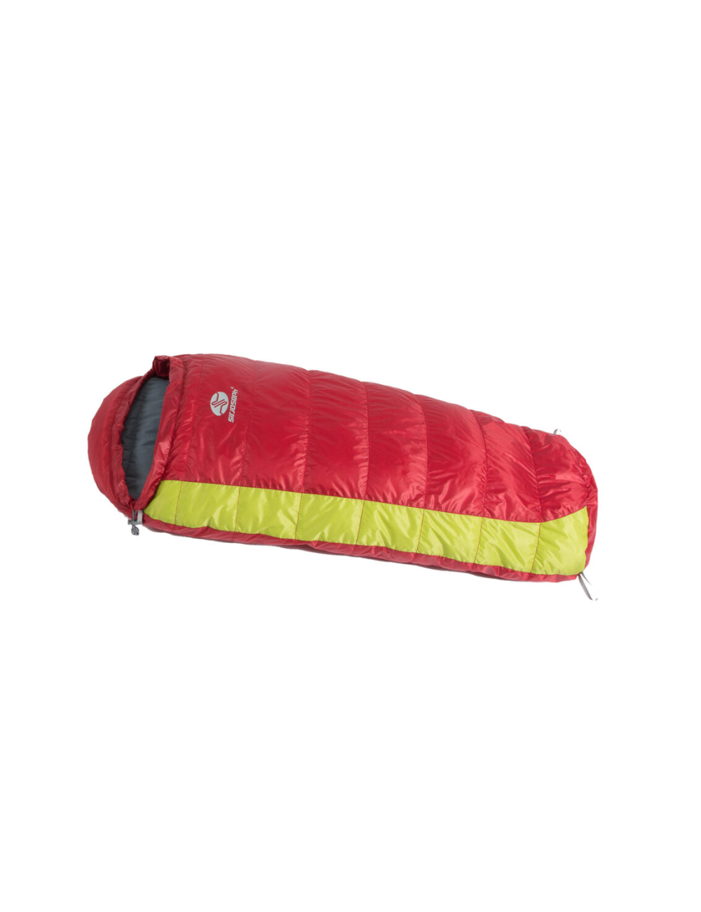 SirJoseph donzen mummyslaapzak voor kinderen Kiki Down 85 - links 85 cm - Rood met Lime