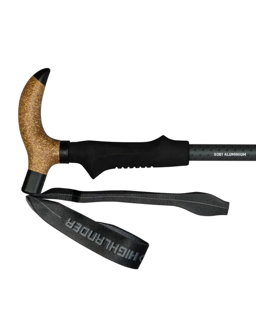 Highlander walking stick (single) Arran t-handle Twist-Lock-Black