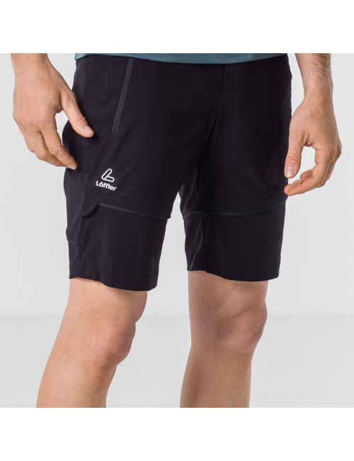 Pantalones de trekking con cremallera Loeffler M Zip-Off Trekking Pants Tapered CSL - Negro