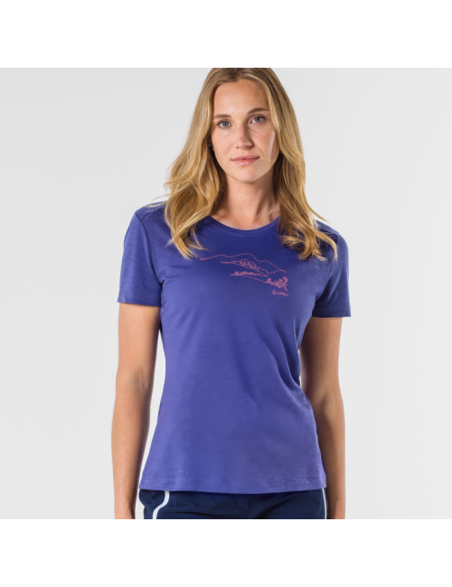 Camicia Loeffler a maniche corte W Printshirt Country Merino - Tencel™ Verde oliva