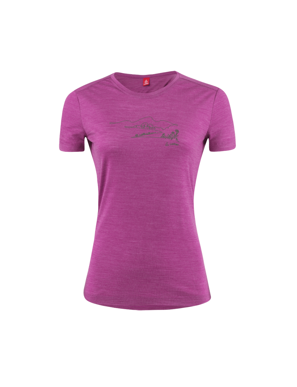 Camicia Loeffler a maniche corte W Printshirt Country Merino - Tencel™ Viola