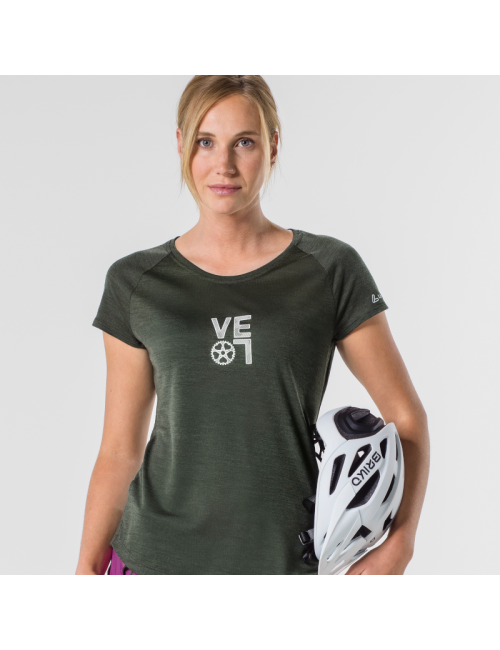 Loeffler shirt korte mouwen W Printshirt Velo Merino - Tencel™ Olijf Groen