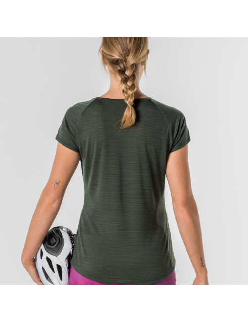 Loeffler shirt korte mouwen W Printshirt Velo Merino - Tencel™ Olijf Groen