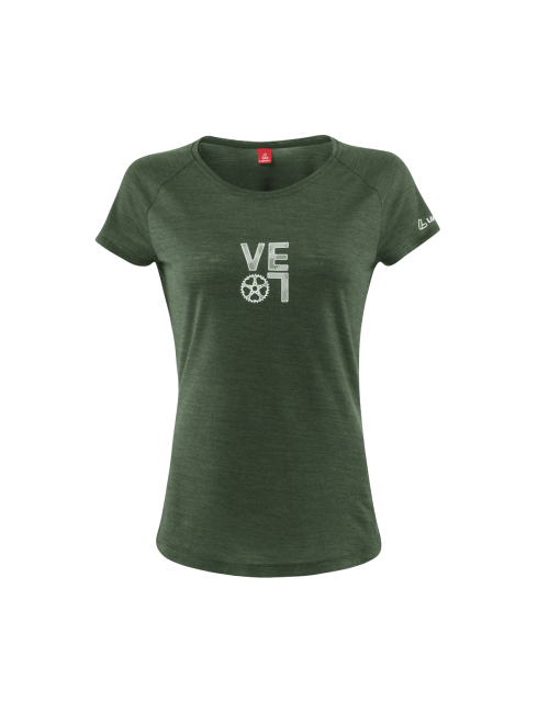 Loeffler shirt korte mouwen W Printshirt Velo Merino - Tencel™ Olijf Groen