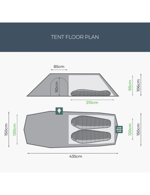 Highlander Respite 2 Extended Pine Green - 2 persoons tunneltent - Groen