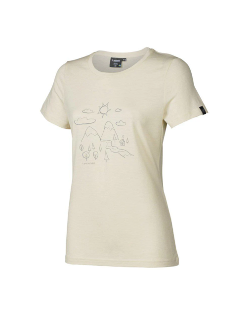 Ivanhoe t-shirt UW Cilla Outdoor voor dames - 100% merino wol - Beige