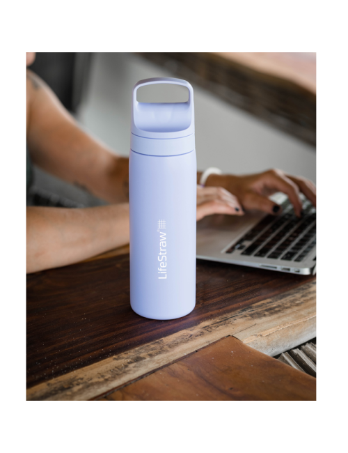 LifeStraw Wasserfilter Flasche Go 2.0 Provence Lila Edelstahl isoliert 500 ml - Lila