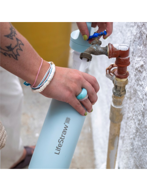 LifeStraw waterfilterfles Go 2.0 Seafoam RVS geïsoleerd 500 ml - Licht Groen