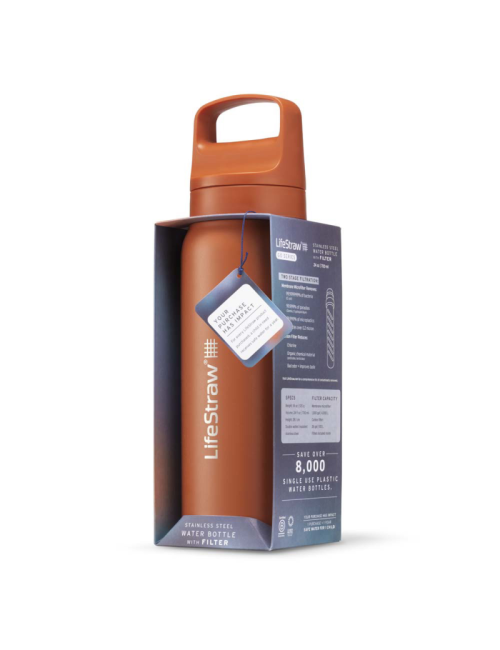 LifeStraw filtro de agua botella Go 2.0 Kyoto acero inoxidable aislado 500 ml - Naranja
