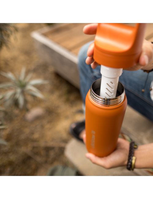 LifeStraw filtro de agua botella Go 2.0 Kyoto acero inoxidable aislado 500 ml - Naranja