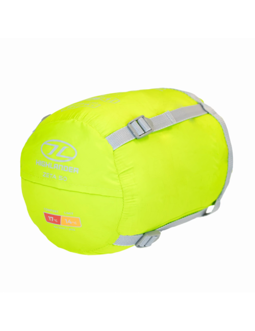 Highlander Zeta 50 Mummy Sleeping Bag - Lightweight Summer Sleeping Bag 14°C - Lime Green