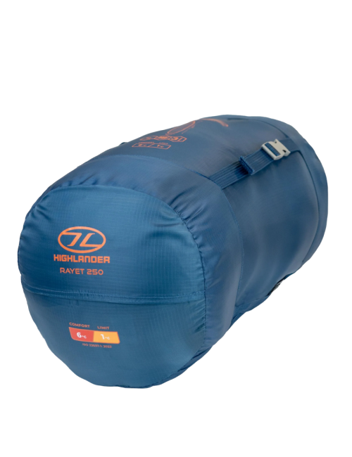 Sacco a pelo Highlander Rayet 250 Mummy - Caldo e confortevole fino a 1°C - Blu profondo