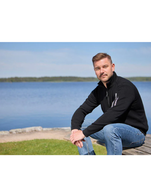 Ivanhoe vest Hadar Half Zip Windbreaker Navy - fine laine mérinos - Bleu
