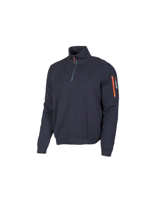 Ivanhoe vest Hadar Half Zip Windbreaker Navy - fijne merinowol - Blauw
