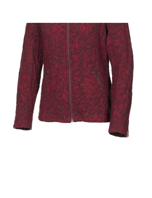 Ivanhoe women's wool full-zip cardigan Tuva Jaquard Deep Red - Red
