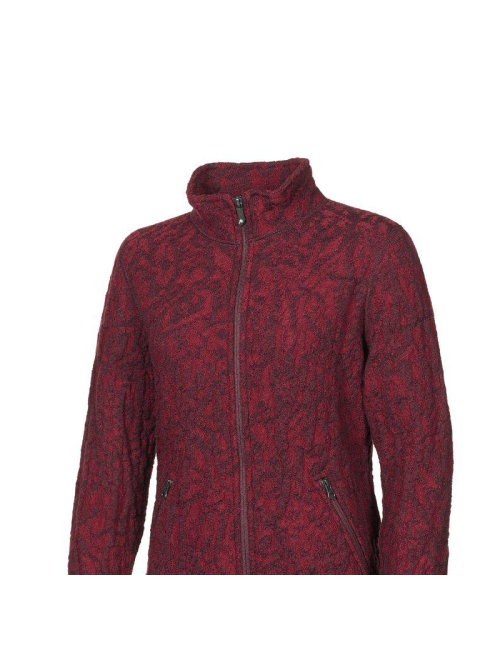 Ivanhoe dames wollen full-zip vest Tuva Jaquard Deep Red - Rood