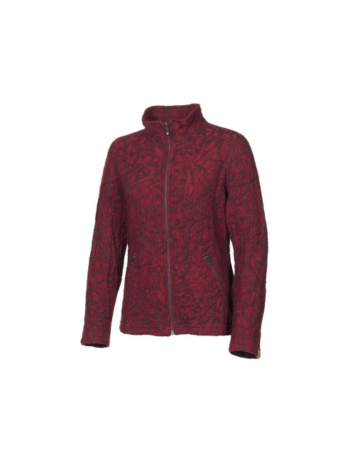 Chaqueta con cremallera completa de lana Ivanhoe para mujer Tuva Jaquard Deep Red - Rojo