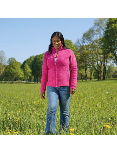Ivanhoe Damen Wollstrickjacke mit Reißverschluss Beata Deep Red - Rot