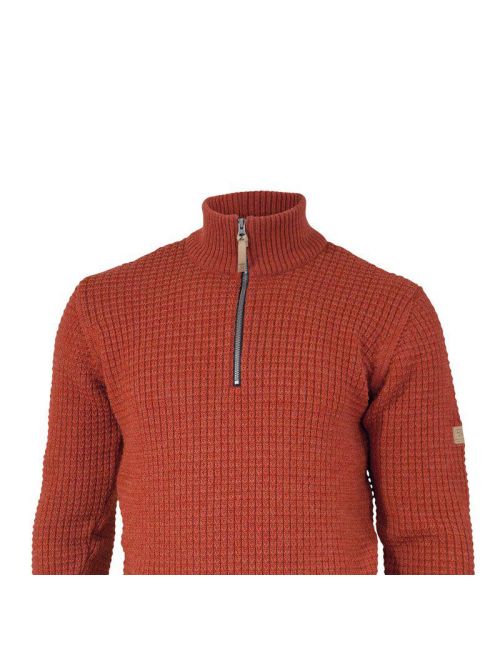 Ivanhoe jersey Moritz media cremallera Rojo Arcilla - 100% lana - Rojo