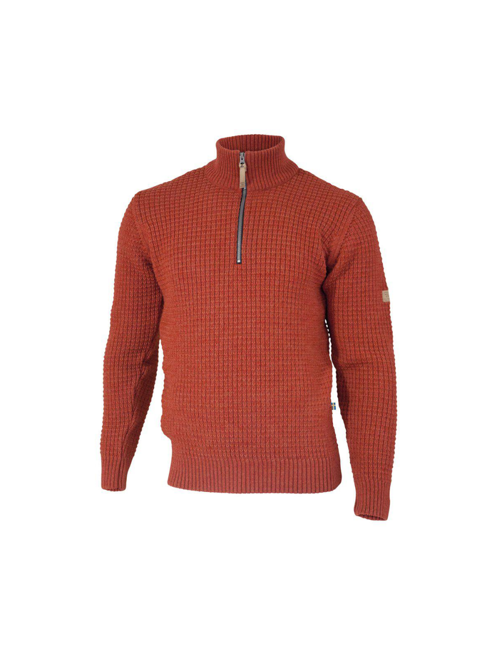 Ivanhoe trui Moritz half zip Red  Clay - 100% wol - Rood