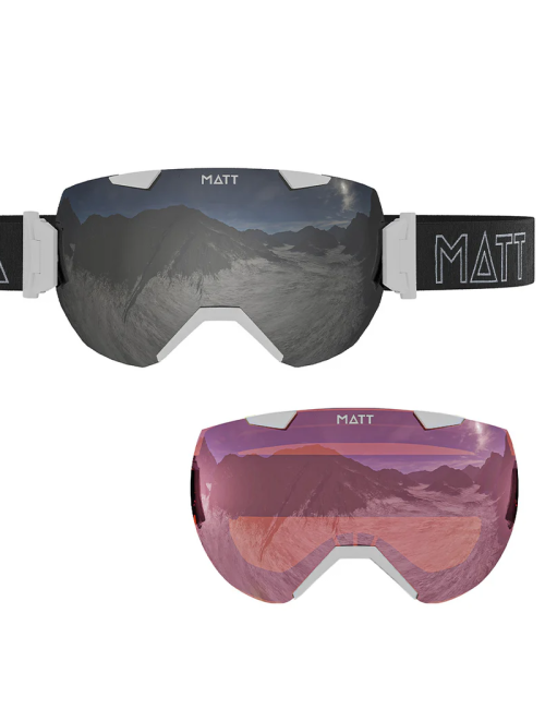 Masque de ski MATT Ski Collection Synchro Camo Black (avec 2 lentilles) - Blanc