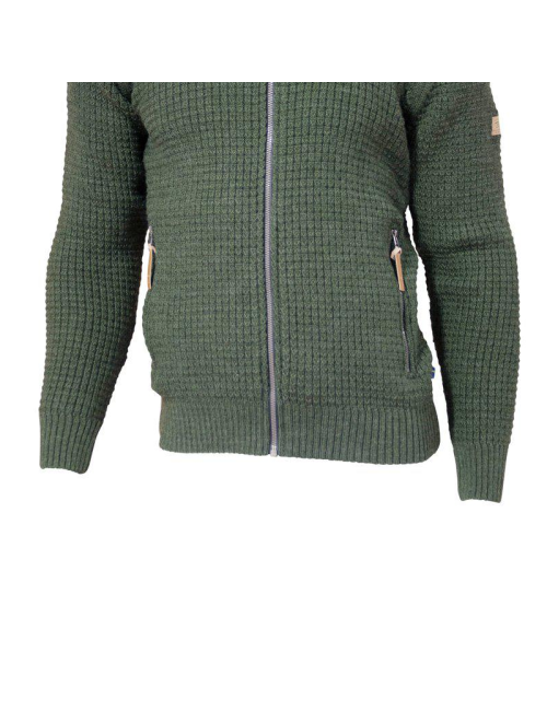 Ivanhoe pull Moritz full zip Loden Green - 100% laine - Vert