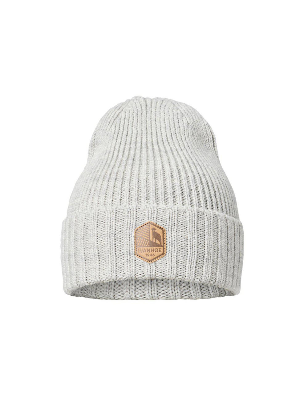 Ivanhoe rib gebreide muts van wol Ipsum Light Silver - One Size - Grijs