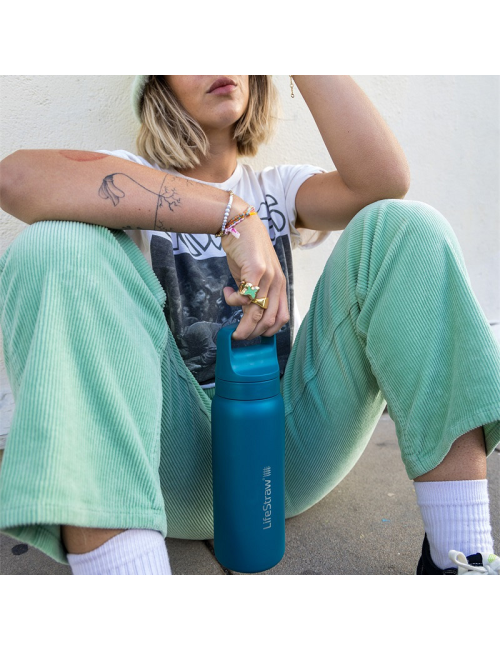 LifeStraw waterfilterfles Go 2.0 Laguna Teal RVS geïsoleerd 700 ml - Blauw