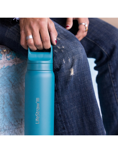 LifeStraw waterfilterfles Go 2.0 Laguna Teal RVS geïsoleerd 700 ml - Blauw