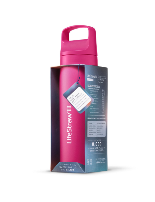 LifeStraw Wasserfilter Flasche Go 2.0 Edelstahl Orchid Pink isoliert 1 Liter - Rose