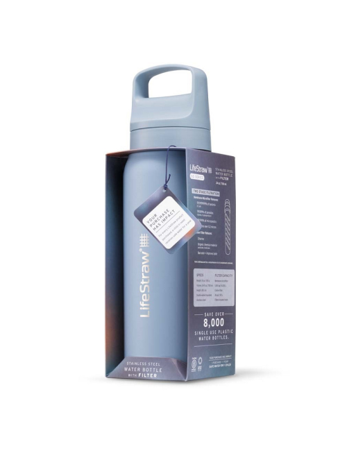 LifeStraw botella filtrante de agua Go 2.0 de acero inoxidable Azul Islandia aislado 1 litro - Azul