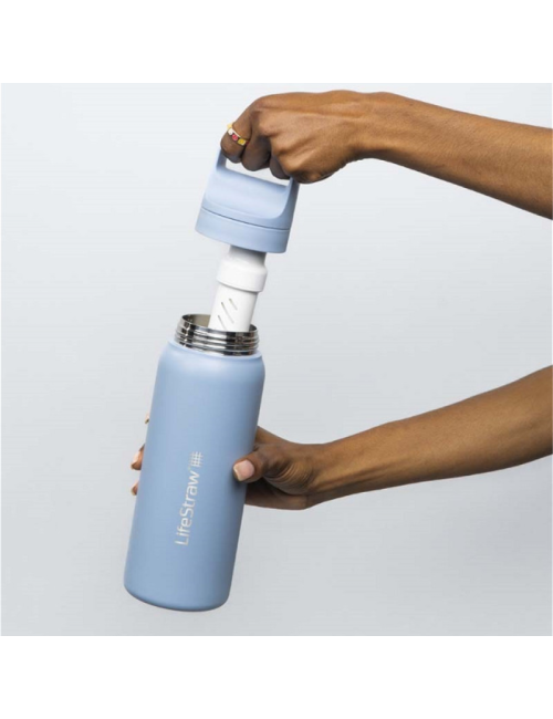 Bouteille filtrante LifeStraw Go 2.0 Bleu Islandais en acier inoxydable isolée 700 ml - Bleu