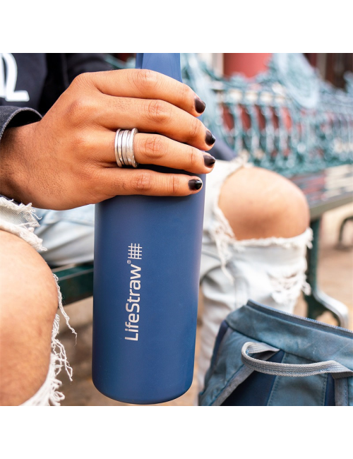 LifeStraw Wasserfilterflasche Go 2.0 Edelstahl Aegean Sea Blue isoliert 1 Liter - Blau