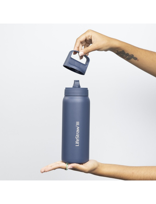 LifeStraw bottiglia con filtro per acqua Go 2.0 in acciaio inox Aegean Sea Blue isolata da 1 litro - Blu