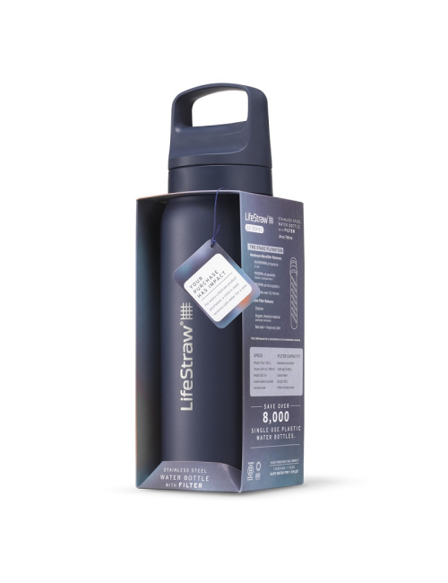 LifeStraw bottiglia con filtro per acqua Go 2.0 in acciaio inox Aegean Sea Blue isolata da 1 litro - Blu