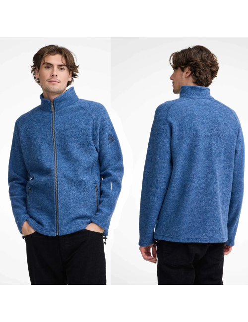 Ivanhoe vest Danny Full Zip for men in felted wool - Denim - Blue