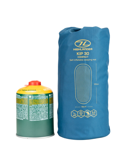 Highlander zelfopblaasbare slaapmat Kip Mat Compact - R-waarde 3.2 - Olijf Groen