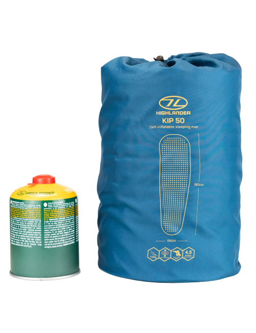 Highlander zelfopblaasbare slaapmat Kip Mat 50 mm - R-waarde 4.5 - Blauw