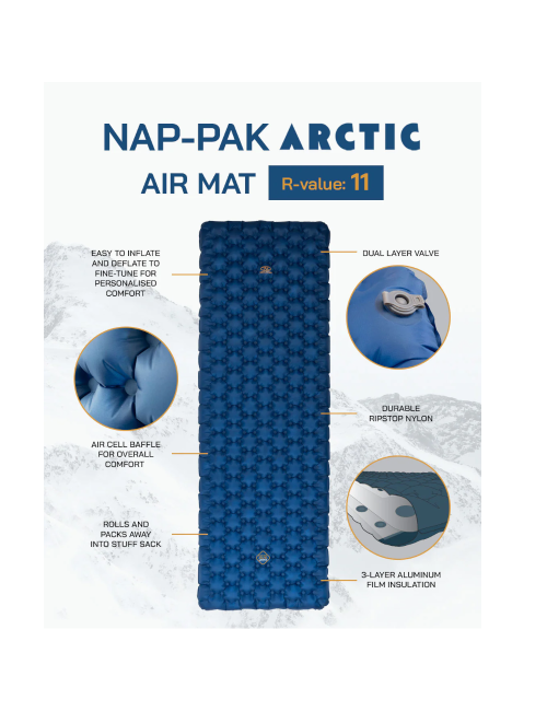 Matelas de couchage gonflable Highlander NAP-PAK Artic R11- Bleu