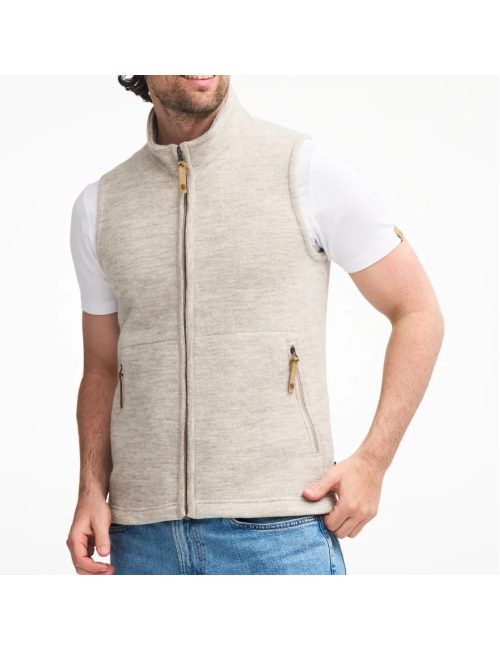 Herren Ivanhoe ärmellose Strickjacke NLS Barley Latte aus Wolle - Beige