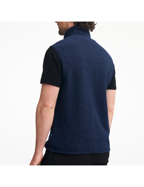 Ivanhoe cardigan senza maniche da uomo Kurre Full Zip Black in lana - Nero