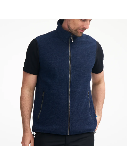 Ivanhoe cardigan senza maniche da uomo Kurre Full Zip Black in lana - Nero