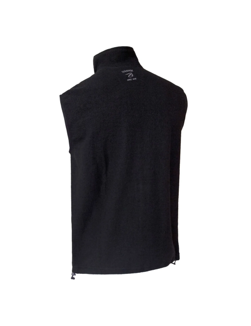 Ivanhoe cardigan senza maniche da uomo Kurre Full Zip Black in lana - Nero
