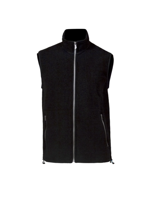 Ivanhoe cardigan sans manches homme Kurre Full Zip Black en laine - Noir