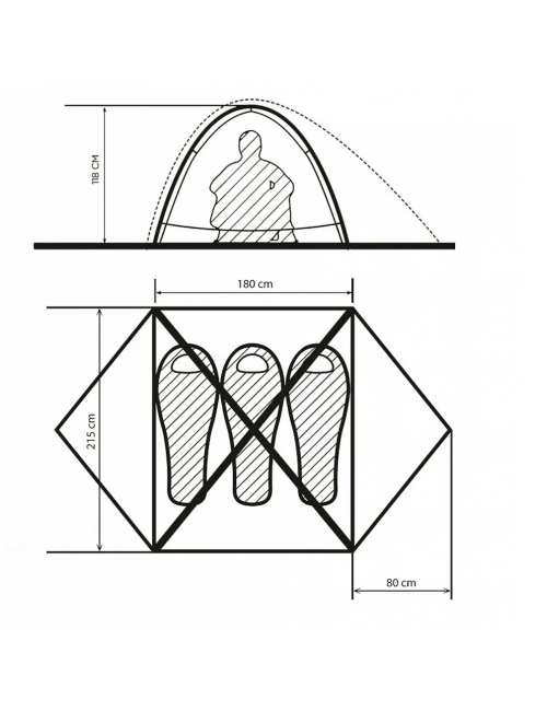 Turbat Borzhava 3 Alu Iguana Green - lichtgewicht tent - 3 persoons - Groen