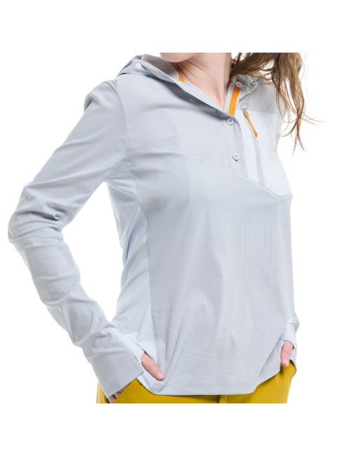 Turbat camisa de manga larga Maya Hood Trek WMN Glacier para mujer - Gris