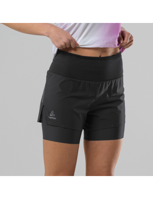 Shorts running mujer Loeffler W Shorts 2in1 ASSL - Negro