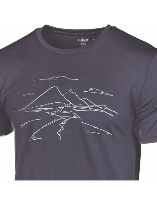 T-shirt Ivanhoe UW Ceasar Mountain per uomo - 100% lana merino extra fine - Blu