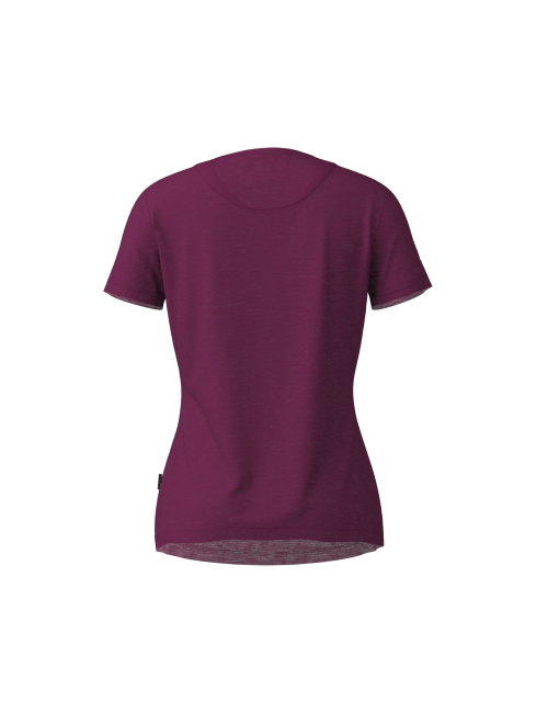Chemise Loeffler manches courtes W Merino Light Bordeaux - Rouge